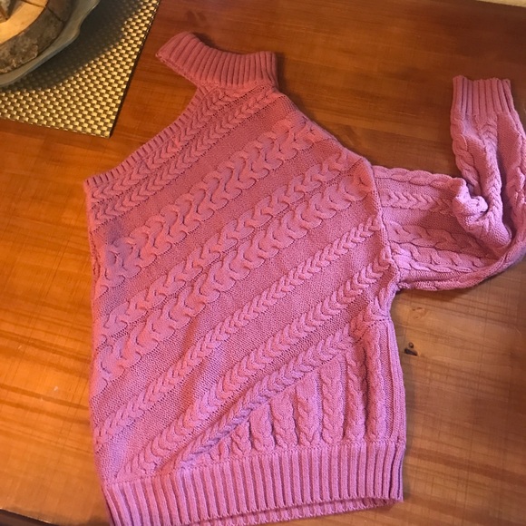 Pink Cable Knit Turtleneck Sweater - Picture 5 of 7